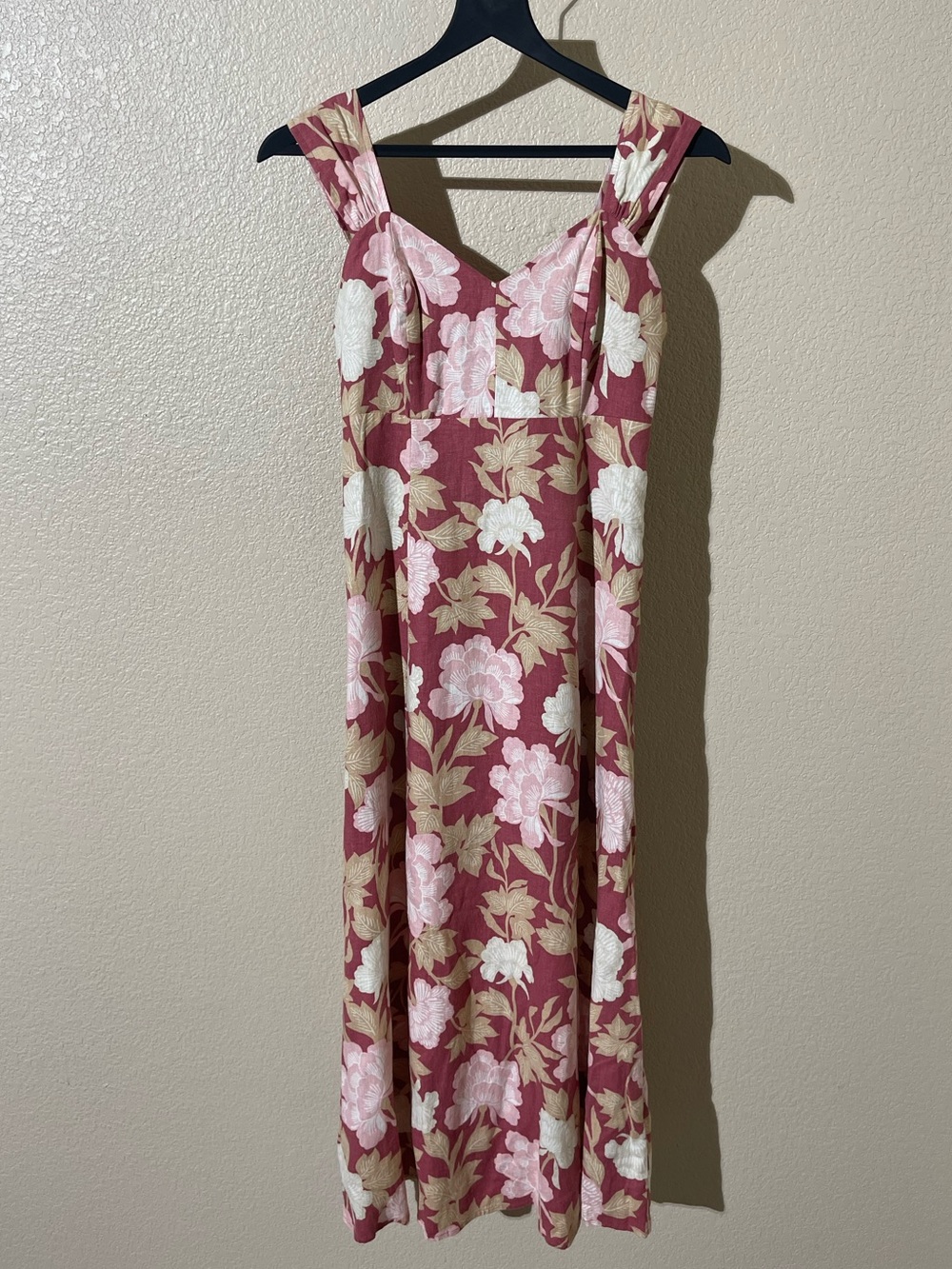 Anthropologie Ryegrass Floral Midi Dress in Dusty Rose and Cream